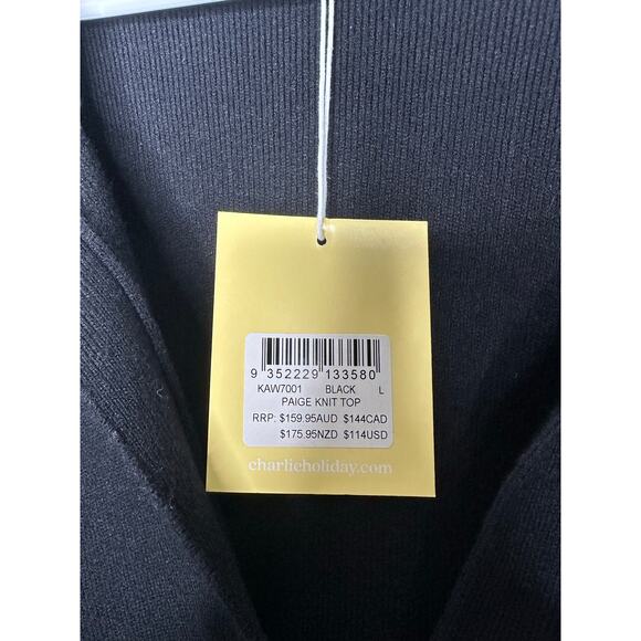 Charlie Holiday Black V Neck Pullover Sweaters - Picture 4 of 8